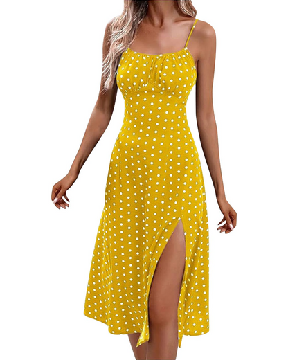 Robe Midi Femme en tissu léger, à bretelles, coupe fluide – Menvelo