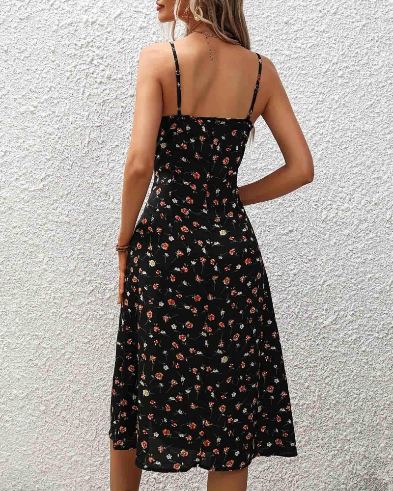 Robe Midi Femme en tissu léger, sans manches, coupe fluide – Menvelo