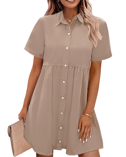 Robe Midi Femme en denim, à volants, coupe confortable – Menvelo