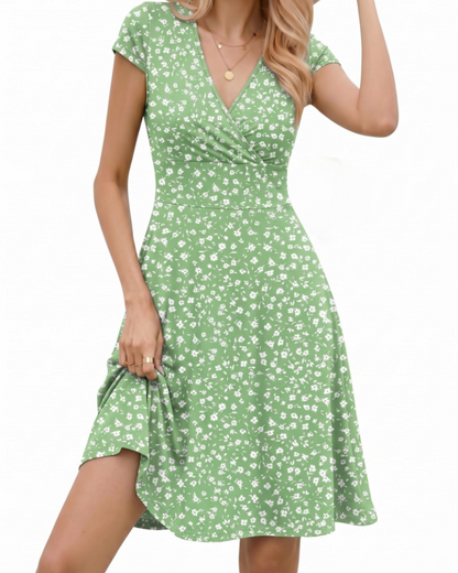 Robe Midi Femme en tissu léger, col V, coupe moulante – Menvelo