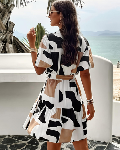 Robe Midi Femme en tissu léger, col V, coupe ample – Menvelo