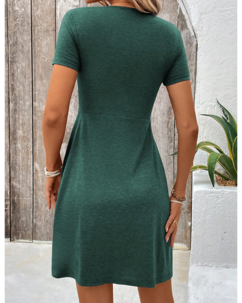 Robe Mini Femme en coton, col V, coupe moulante – Menvelo