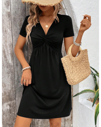 Robe Pull Femme en tricot torsadé, col V, coupe confortable – Menvelo