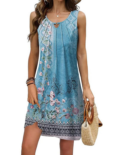 Robe Mini Femme en tissu léger, col V, coupe fluide – Menvelo