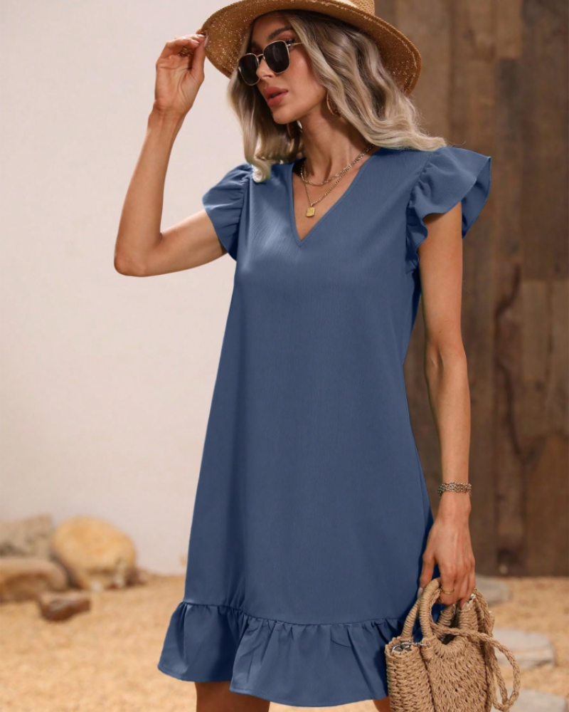 Robe Pull Femme en maille, col V, coupe fluide – Menvelo