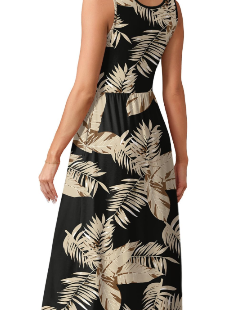 Robe Midi Femme en tissu léger, avec poches, coupe fluide – Menvelo