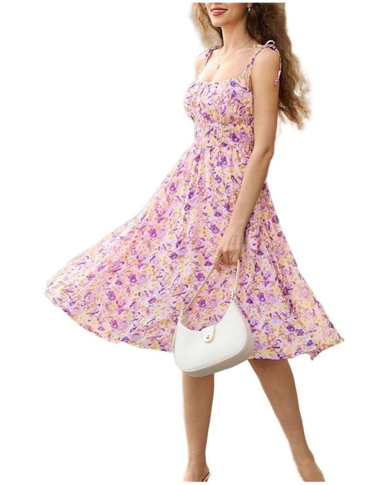 Robe Midi Femme en tissu léger, à bretelles, coupe confortable – Menvelo