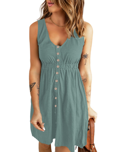 Robe Mini Femme en tissu léger, col V, coupe fluide – Menvelo