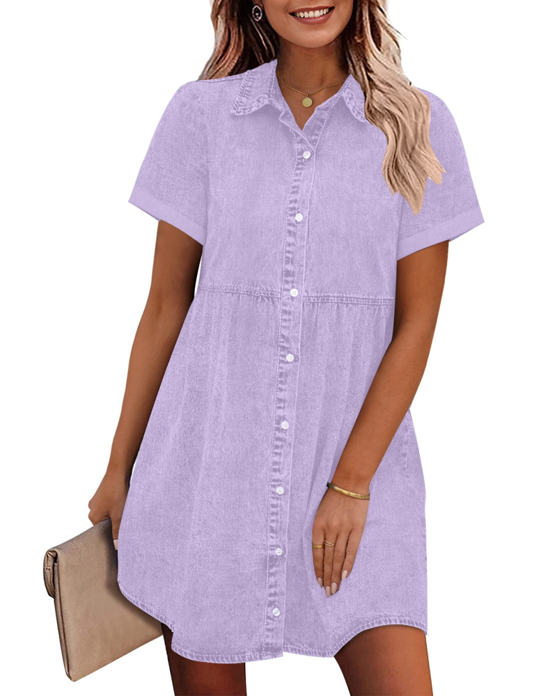 Robe Midi Femme en denim, à volants, coupe confortable – Menvelo