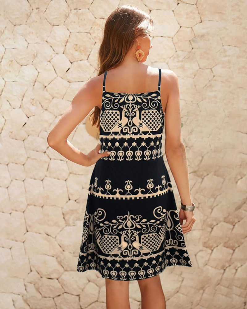 Robe Midi Femme en tissu léger, halter, coupe fluide – Menvelo