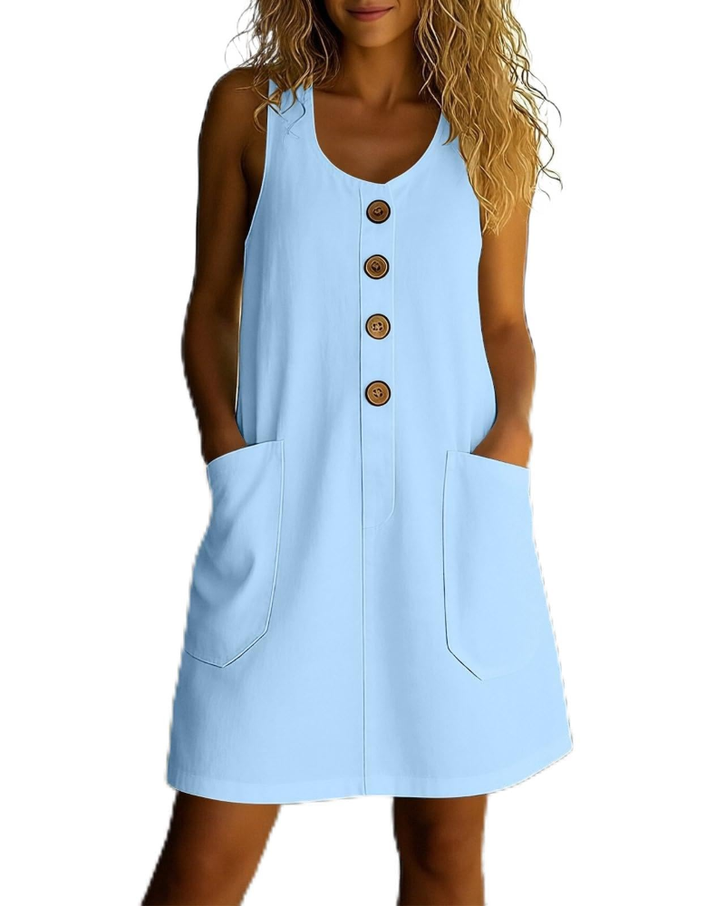 Robe Midi Femme en coton, sans manches, coupe ample – Menvelo