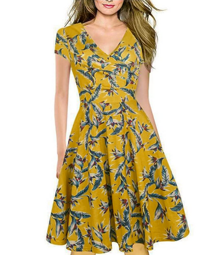 Robe Midi Femme en coton, col V, coupe fluide – Menvelo