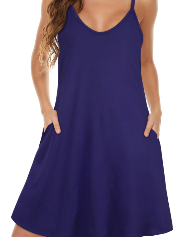 Robe Midi Femme en tissu léger, col V, coupe fluide – Menvelo