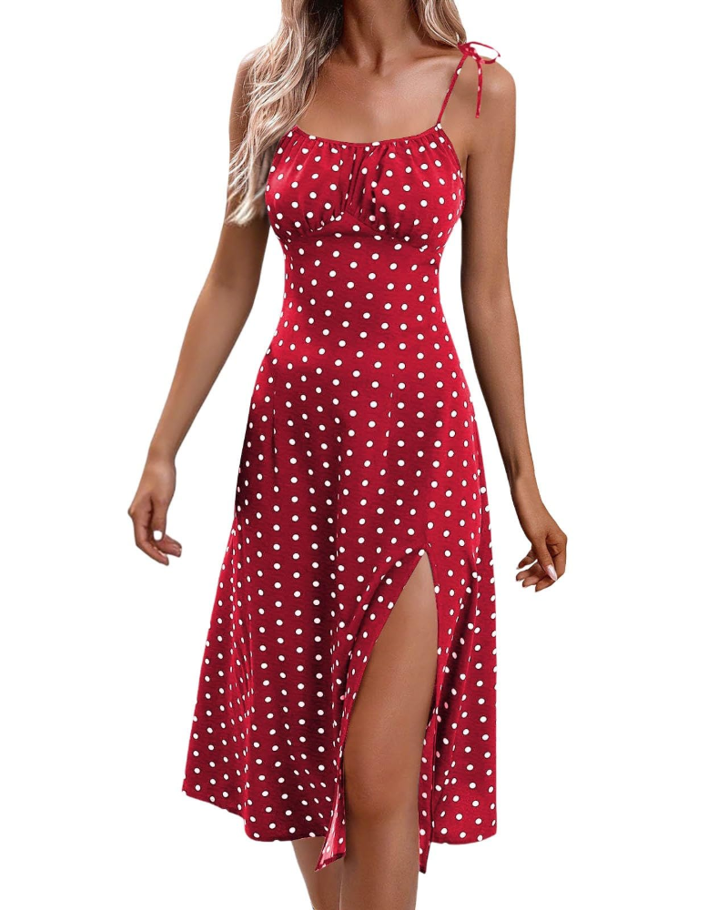 Robe Midi Femme en tissu léger, à bretelles, coupe fluide – Menvelo