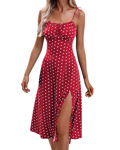 Robe Midi Femme en tissu léger, à bretelles, coupe fluide – Menvelo