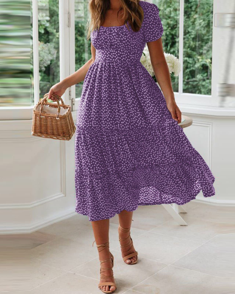 Robe Midi Femme en stretch, à volants, coupe fluide – Menvelo