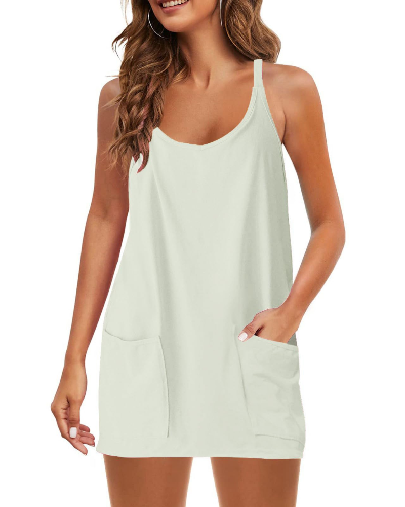 Robe Mini Femme en tissu léger, à bretelles, coupe fluide – Menvelo