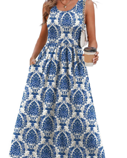 Robe Midi Femme en tissu léger, avec poches, coupe fluide – Menvelo