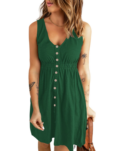 Robe Mini Femme en tissu léger, col V, coupe fluide – Menvelo