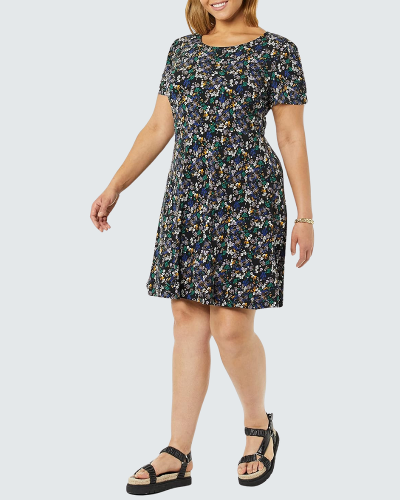 Robe Midi Femme en tissu léger, col rond, coupe moulante – Menvelo