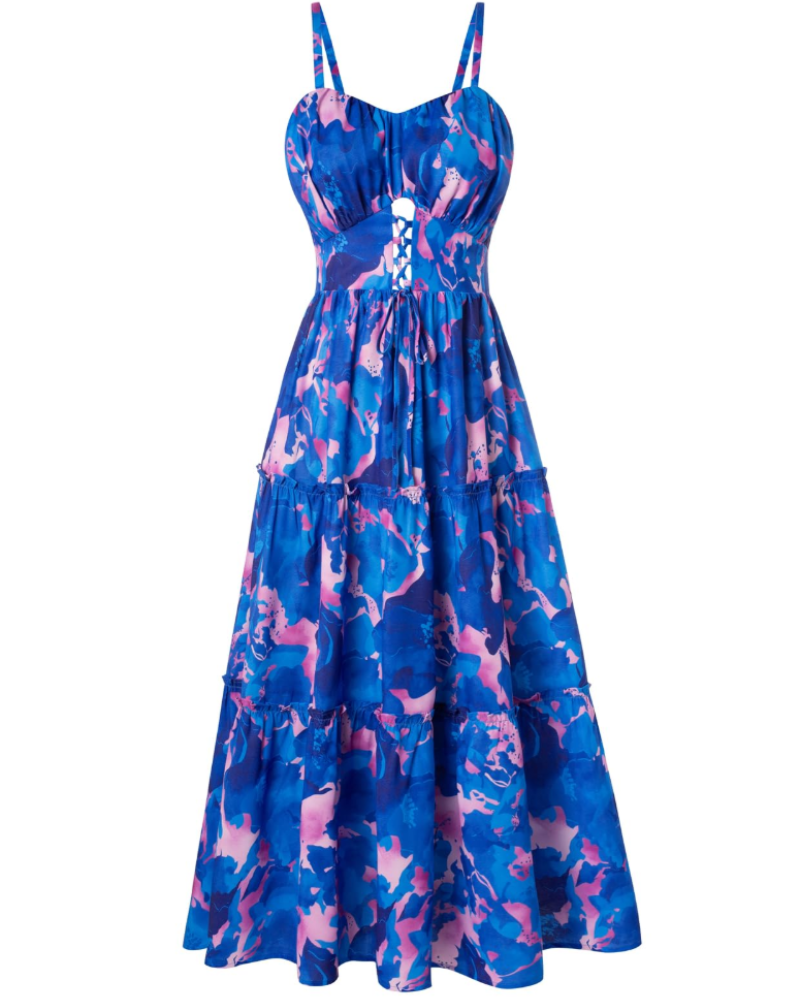 Robe Midi Femme en dentelle, à bretelles, coupe fluide – Menvelo