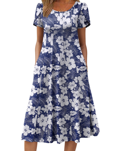 Robe Midi Femme en tissu léger, avec poches, coupe ample – Menvelo