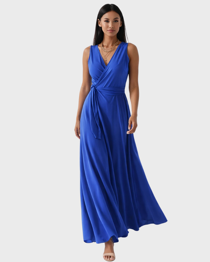 Marjorie Robe Soirée Femme – Col V, Coupe Fluide & Design Élégant Intemporel