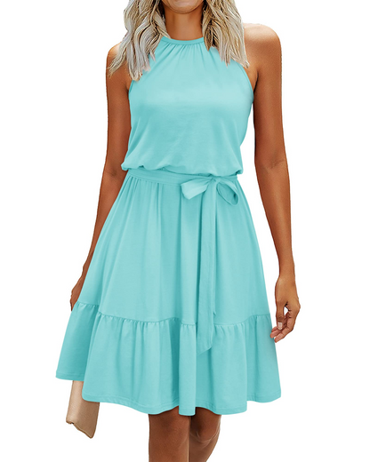 Robe Mini Femme en tissu léger, dos nu, coupe fluide – Menvelo