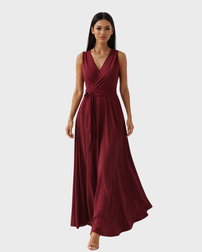 Marjorie Robe Soirée Femme – Col V, Coupe Fluide & Design Élégant Intemporel