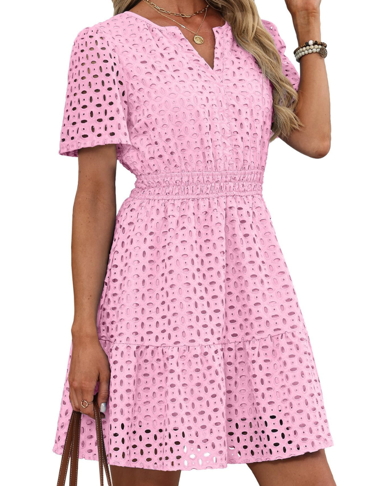 Robe Mini Femme en dentelle, col V, coupe confortable – Menvelo