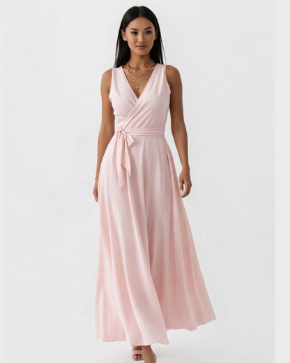 Marjorie Robe Soirée Femme – Col V, Coupe Fluide & Design Élégant Intemporel
