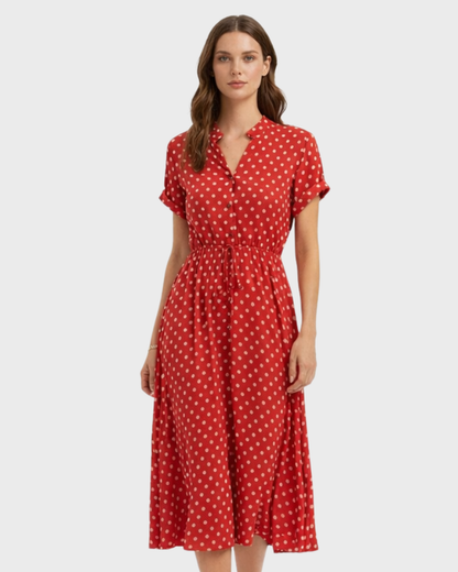 Robe Midi Femme en tissu léger, boutonnée, coupe confortable – Menvelo