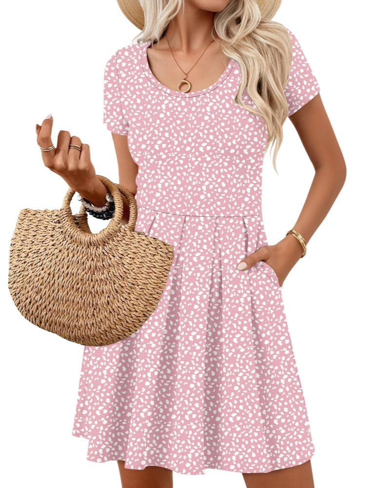 Robe Mini Femme en tissu léger, col V, coupe fluide – Menvelo
