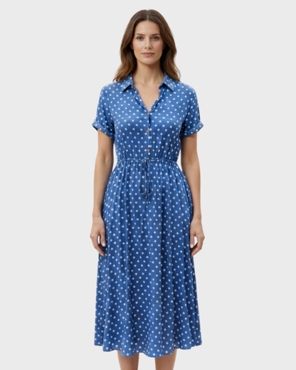Robe Midi Femme en tissu léger, boutonnée, coupe confortable – Menvelo