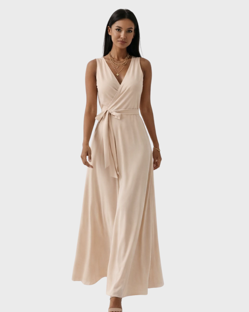 Marjorie Robe Soirée Femme – Col V, Coupe Fluide & Design Élégant Intemporel