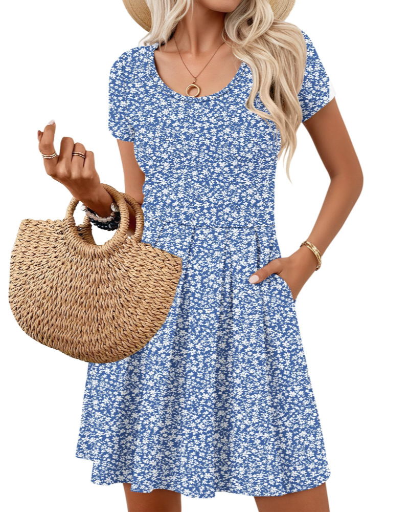 Robe Mini Femme en tissu léger, col V, coupe fluide – Menvelo