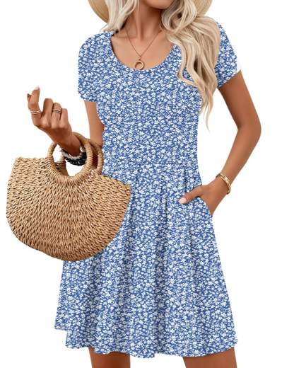 Robe Mini Femme en tissu léger, col V, coupe fluide – Menvelo