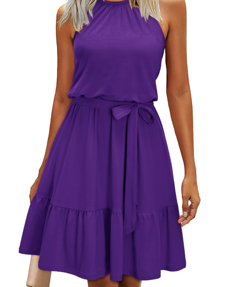 Robe Mini Femme en tissu léger, dos nu, coupe fluide – Menvelo