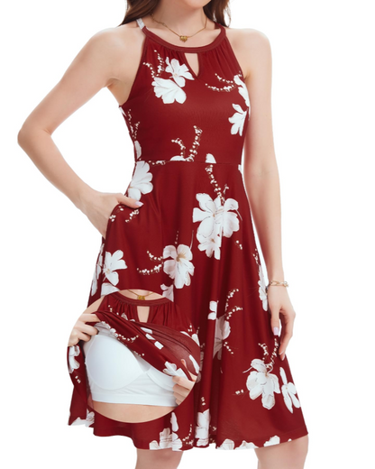 Robe Midi Femme en tissu léger, dos nu, coupe fluide – Menvelo
