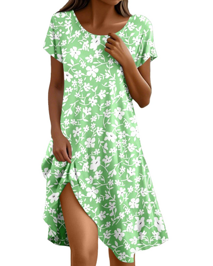 Sera Robe Femme – Robe Bohème Maxi Fluide Col Rond Volants Coupe A-Line Élégante Été
