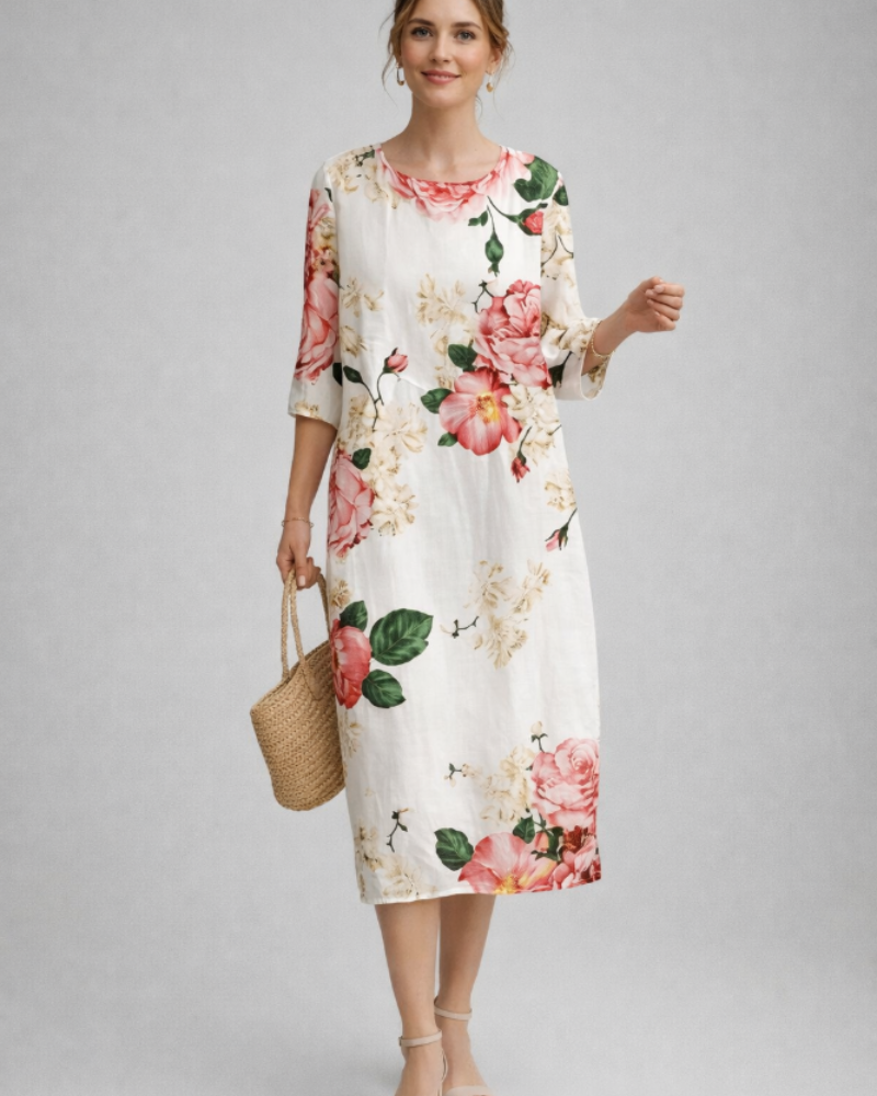 Paloma Robe Femme Élégante – Robe Fleurie en Coton, Coupe Flatteuse & Style Intemporel