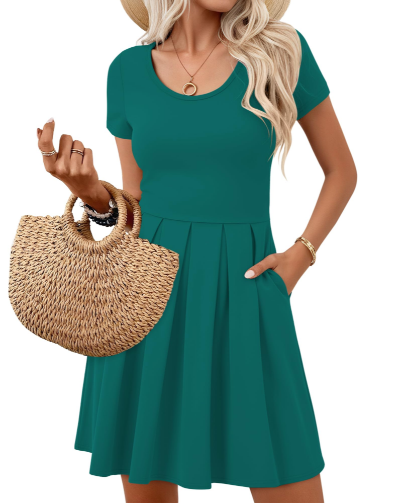 Robe Mini Femme en tissu léger, col V, coupe fluide – Menvelo