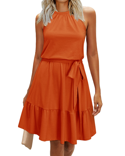 Robe Mini Femme en tissu léger, dos nu, coupe fluide – Menvelo