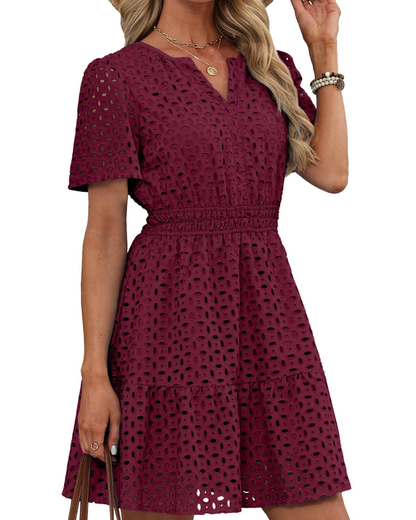 Robe Mini Femme en dentelle, col V, coupe confortable – Menvelo