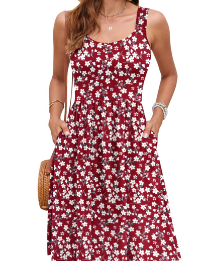 Susana Robe Été Femme – Robe Sans Manches Taille Cintrée, Col Carré & Coupe A-Line
