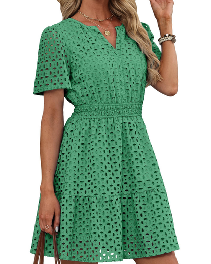 Robe Mini Femme en dentelle, col V, coupe confortable – Menvelo