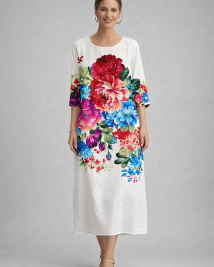 Paloma Robe Femme Élégante – Robe Fleurie en Coton, Coupe Flatteuse & Style Intemporel
