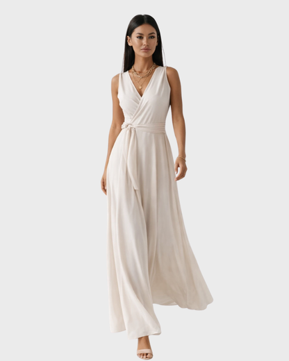 Marjorie Robe Soirée Femme – Col V, Coupe Fluide & Design Élégant Intemporel