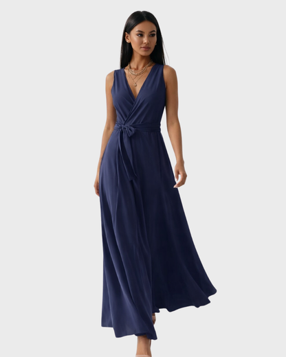 Marjorie Robe Soirée Femme – Col V, Coupe Fluide & Design Élégant Intemporel