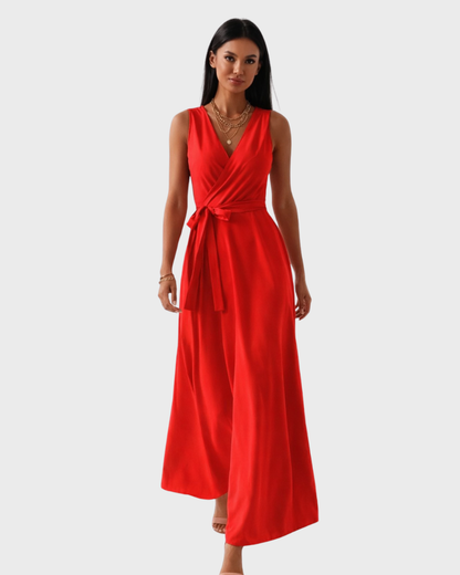 Marjorie Robe Soirée Femme – Col V, Coupe Fluide & Design Élégant Intemporel